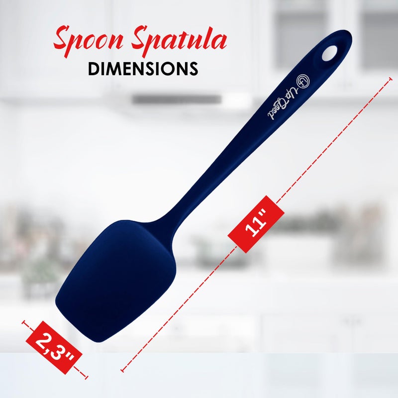 UpGood Silicone Spoon Spatula - 600ÂºF Heat-Resistant Non-Stick Rubber Spoonula | Use as Silicone Kitchen Scraper Utensil - Baking and Cooking Strong Stainless Steel Core | UpGood Kitchen Utensils, (Blue) - Image 2